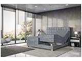 MEBLINI Boxspringbett Elektrisch Verstellbar - Gepolstert Doppelbett mit Matratzen und Toppers - Polsterbett - Bett mit Kopfteil - Edison - 180x200 - H3/Grau Samt