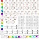 95 Stücke 4-Polig LED Licht Steckverbinder Anschlüsse Set mit Schrauben Clips, 4-Polig LED Streifen Verbindern, Schneidbar PCB Board in T, L und X Form für SMD 5050 RGB Lückenlos Verbinder