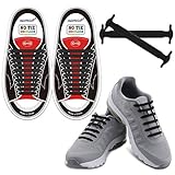 HOMAR Adult Elastic Athletisch Flat No Tie Schnürsenkel EIN für alle Mal Silicon Schnürsenkel Perfekt für Sneaker Stiefel Oxford und Freizeitschuhe – Schwarz