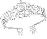 Silberne Kristall-Tiara-Krone, Tiara für Frauen, Königinnenkrone, Kristall-Brautprinzessinnen-Stirnbandkrone für Erwachsene mit Kamm für Prinzessinnenball, Geburtstagsparty, Hochzeit