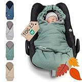 ULLENBOOM Einschlagdecke Babyschale, 100% OEKO-TEX Materialien, Ideal für Herbst und Winter, Salbeigrün (Made in EU) - Babydecke für Kindersitz oder Kinderwagen, kuschelige Decke für Babys