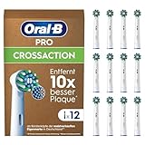 Oral-B Pro CrossAction Aufsteckbürsten für elektrische Zahnbürste, 12 Stück, überlegene Zahnreinigung, X-Borsten, Original Oral-B Zahnbürstenaufsatz, briefkastenfähige Verpackung, Made in Germany