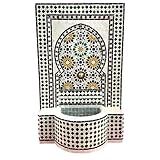 Marrakesch Gartenbrunnen Zimmerbrunnen aus original marokkanische Mosaik 129 cm Gross | Brunnen als Gartendeko Terassendeko & Balkon Deko | Springbrunnen Inkl. Pumpe für entspannenden Wasserfall