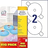 AVERY Zweckform L7676A-40P selbstklebende CD-Etiketten (80 blickdichte CD-Aufkleber, Ø 117mm auf A4, SuperSize, Papier matt, bedruckbare Klebeetiketten für alle A4-Drucker) 40 Blatt, weiß