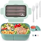 Brotdose mit Trennfächern Set,1250ml Lunchbox mit Fächern Kinder/ Erwachsene,Lunch Box Frühstücksdose,Brotbüchse Vesperbox mit Besteck,Brotzeitbox Brotbox,Essensbox Jausenbox,Frühstücksbox Vesperdose