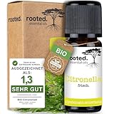 rooted.® BIO Citronellaöl 10ml [100% NATURREIN] - Cymbopogon winterianus - Ätherisches Öl für Aromatherapie, Duftlampe, Diffusoren, Raumduft, Duftkerzen und -Seifen (10ml)