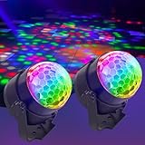 muyuua Discokugel LED Discolicht Partylicht - Disco Ball Musikgesteuert mit USB Discolicht Kugel Musik mit Kabel Party Zuhause 360° Rotierende Discokugeln 7 RGB für Kinderzimmer Wohnzimmer 2ER