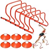 Gemscream 12 Stück 30,5 cm Agility-Trainingshürden für Sportler, Hürden, Trainingsgeräte mit Markierungskegel, zuverlässig, verstellbar, Trainingshürde, plyometrische Hürden für Basketball, Fußball