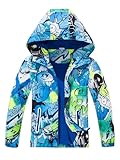 NATUST Jungen Wasserdichte Jacke Kinder Gefüttert Regenjacke Winter Übergangsjacke Outdoorjacke mit Kapuze 134-140 Blau