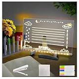 LED Notiztafel Mit Farben mit Ständer und 7 Farbstiften LED Notiz Tafel Kreatives Umschreiben Trocken Abwischbare Acryltafel Mit Licht,30x20cm