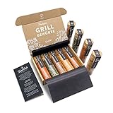 TIMBER TASTE® Grill Gewürze Geschenkset Frauen & Männer - 5 erlesene BBQ Grillgewürze inkl. Rezepte - Grill Zubehör Geschenke für Frauen - Gewürze Set Geburtstagsgeschenk für Erwachsene - Gewürzset