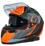 Motorradintegralhelm mit integrierter Sonnenblende und klappbarem Visier 917-OG-XXL