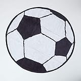 Homescapes Kinderteppich Fußball Bunter Teppich, Vorleger 80 cm Durchmesser. Farben: Schwarz und Weiß. Geeignet für Badezimmer oder Kinderzimmer.