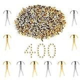 YONGQING 400 Stück Musterbeutelklammern, 8mm Rundkopfklammern, Mini Brads Papierverschlüsse, Metall Musterklammern, Muster-Clips Für Kartenherstellung, Scrapbooking, Kunst Basteln, DIY (Gold, Silber)