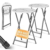 KESSER® Stehtisch 2er Set Bistrotisch mit PVC-Platte | Wetterbeständiger Klapptisch | 60cm / 110cm | Partytisch Tisch rutschfest | In- & Outdoor | Hochzeit Empfangstisch 4 Standfüße pulverbeschichtet