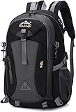Mrracxy Wanderrucksack Herren Damen 40L Wasserdichter Rucksack Leicht Faltbarer Reiserucksack Trekkingrucksack mit Reflexstreifen Für Radfahren, Klettern, Bergsteigen und Reisen Sport，Schwarz