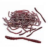 Senven Künstlicher Regenwurm, Biomimetic Soft Silicone Regenwurm Köder Wurm Angelköder Simulation Rote Würmer Kunststoff Grün Umwelt Starke Versuchung Köder Gefälschte Rotwurm - Medium 100Pcs