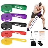Fokky Fitnessbänder Widerstandsbänder mit 5 Stufen, Resistance Bands mit Türanker, 2*Griffen, Übungsanleitung&Tragebeutel, Gymnastikband Klimmzugband Fitnessband für Muskelaufbau,Yoga,Pilates 5er Set
