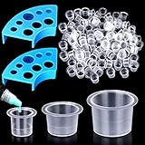 300 Stück Tattoo Farbkappen Cups mit 2 Cups Halterungen, 100 kleine 100 Mittlere 100 Große Tattoo Tintenbecher für Tattoo Tinte Container Cap Einweg Tattoo Zubehör