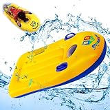 Schwimmbrett Bodyboard Aufblasbar, ZoneYan Surfbrett Bodyboard mit Griffen, Schwimmhilfe Aufblasbar Kinder, Aufblasbares Bodyboard für Strand, Wasserrutschbahn, Pool - 110 x 48cm