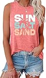 Sun Salt Sand Strand-Tanktop für Damen, lustiger Urlaub, lockere Passform, Sommer-Grafik-Weste, V01-pink, Klein