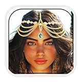 Aukmla Kristall-Kopfkette, goldfarben, Kopfschmuck, Haarketten, Festival, Kostüm, Stirnband, Haarschmuck für Damen