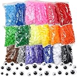 TOAOB 2000 Stück Pompons 10mm Bunte Pompom Flauschigen Plüsch set Bälle Kunst Bommel Einschließlich 100 Stück Selbstklebend Wackelaugen für Lustige DIY Kreative Handwerk