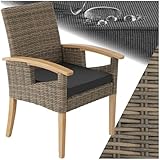 tectake® Rattan Geflecht Stuhl mit Armlehne, Möbel wetterfest für Garten, Terrasse und Balkon, Outdoor Esszimmerstuhl, Sessel, Balkonmöbel, Gartenmöbel, Gartenstühle - Natur