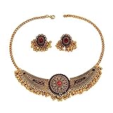 retro alles tropfen perlen übertrieben böhmischen stil mode halsband halskette ohrringe für frauen Damen Halskette (a-Gold, One Size)