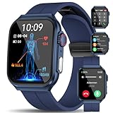 Marsyu 2024 Smartwatch Herren mit EKG Telefonfunktion 1.96' Fitnessuhr mit 24/7 Blutdruck SpO2 Herzfrequenz Körpertemperaturmessung, 150+ Sportmodi IP68 Wasserdicht Sportuhr für Android iOS, Blau