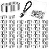 LXUEJIE 50 Stück Aluminium Crimpschlaufe, 8mm Würgeklemmen Seilklemme Vorgeformte Presshülsen Pressklemmen Drahtseil Doppelhülsen Klemmhülsen für Gummiseil Expanderseil Drahtseil Kabel Planenseil