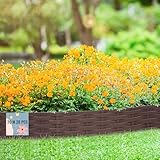 arvioo Rasenkante 20m 20 Stk, Abgrenzen den Rasen von Beeten, Beeteinfassung mit Dornen, Formbar, UV-Beständig, Werkzeugelose Schneller Einbau, Beetumrandung Ratten Gartenpalisade aus Kunststoff(Braun
