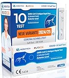 10x Corona Schnelltest Neue Variante 2025 Test Covid-19 Selbsttest Nasales Antigentest auf SARS-CoV-2 für zu Hause zur Eigenanwendung - 10 Stück Einzelverpackt