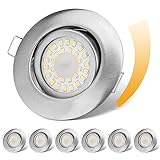 LED Einbaustrahler 230V Flach Dimmbar LED Spots 6W IP44 Bad Einbauleuchten Deckenspots Deckenstrahler,Neutralweiß 4000K Schwenkbar Einbauspots für Badezimmer Küche Wohnzimmer,6er Set