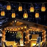 Geemoo Solar Lichterkette Aussen mit Flammen, 6.3M 10 Bulbs Lichterkette Außen Solar mit Realistischer Flammeneffekt, IP65 Wasserdicht Hängend Solarlampen für Outdoor Garten Party Balkon Bistro Cafe