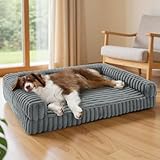 BEDSURE orthopädisches Hundebett Grosse Hunde - 89x64x18cm wasserdichtes Hundesofa mit Memory-Schaum & Eierkarton-Schaum, waschbarer und Abnehmbarer Cordbezug Hundecouch, grau