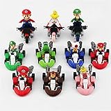 Supe Mari Bros Kart, zum Rückziehen, Autos, Motorrad, Luigi, Yoshi, Kröte, Prinzessin, Pfirsich, Esel, Kong, 6,3 cm, für Kinder + Geschenk (10 Stück)