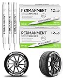 Donvuka 24 Stück Reifenmarkierungsstift Weiß, Auto Reifen Stift, Wasserfest Reifenmarkierer, Ölbasierter Reifenstift, Hohe Kapazität Reifenmarker für Auto & Motorrad Reifen