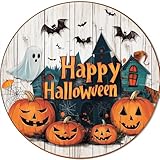 Pavemlo Doppelseitig Acrylbrett Diamond Painting Anhänger & Fensterbilder Set mit Kette - HalloweenKürbis DIY Malerei Anhänger Diamant Art Wandbehang Kits 20x20 cm - für Wand Und Eingang Dekoration