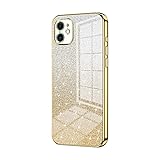 ZAGLDD Schutzhülle für iPhone 7/8/SE 2020, transparent, glitzernd, galvanisiert, Hybrid-Schutzhülle, schmal, transparent, kratzfest, stoßdämpfend, TPU-Stoßfänger für 7/8/SE 2020 (Gold)