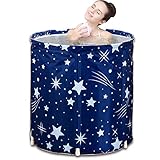 Sinbide Faltende Badewanne - SPA Erwachsenen Wanne Familienbad, 70 x 65 cm Plastikeimer Mit Isolationsbaumwoll (Stern Blau)