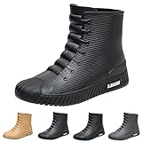 Regenstiefel Herren，Fashion Bequeme Schlupfstiefel，Leichte Abriebfest Arbeitsschuhe，Rutschfest Gummistiefel，Wasserdicht Outdoor Angelstiefel，Dicker Sohle DäMpfung Regenstiefeletten