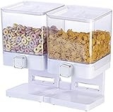 Rosenstein & Söhne Müsli Aufbewahrung: Doppel-Spender für Cerealien & Snacks, 33,5 x 30,5 x 16,5 cm, weiß (Müsli Vorratsdose, Gewürzspender, Frischhaltedosen)