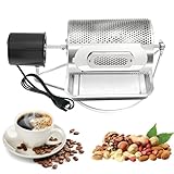 Kaffeeröster, Elektrischer Kaffeebohnenröster Kaffeebohnen Vollautomat Zuhause Gewerblicher Kaffeeröster Maschine Kaffeebohnentrommelröster mit Sichtfenster Edelstahlschale Backen 250g auf einmal