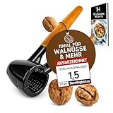 Thiru Nussknacker mit edlem Holzgriff 16cm - 100 Tage risikofrei testen - Nussknacker für Walnüsse Hasel-, Paranüsse - ohne Kernzerquetschung - inkl. E-Book mit Rezepten - Leichte Kraftübertragung