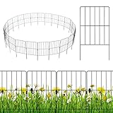 COSTWAY 25 Stück dekorativer Gartenzaun, 60cm hoch, Steckzaun Metall, Dekozaun Absperrzaun Metallzaun, Landschaftszaun für Blumenbeet Bäume Tierbarriere, Zaun Komplettset rostfrei, Schwarz