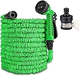 Eozfly Flexibler Gartenschlauch, 100ft/30m Wasserschlauch, 1/2' 3/4' Flexibler Garden Hose Mit Schlauchhaken-7 Funktion SprüHdüSe Schlauch für Den AußEnbereich