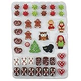 Günthart 41 Hexenhaus Figuren für ein Hexenhaus Lebkuchen Haus, DIY Set aus 41 Teile Zuckerfiguren, für das Hänsel und Gretel Märchen, Lebkuchenhaus, Knusperhaus Figuren, ROT, 1er Set (64 gr)