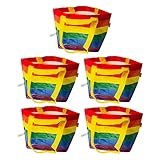 IKEA STORSTOMMA Regenbogen-Taschen, klein, mehrfarbig, gestreift, 13 Liter/27 x 18 x 27 cm, 5 Stück