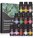 Ätherische Öle Set für Diffuser,12x10mL Essential oOils,Aromatherapie Duftöl GeschenkSet,12-Aromen, Verwendet für Diffusoren, Aromatherapie-Lampen, Luftbefeuchter, Kerzenherstellung
